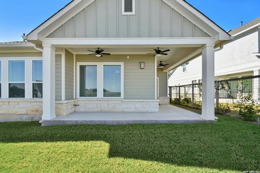 Exterior details and patio area of a home in The Crossvine 45’, Schertz (Image 3).