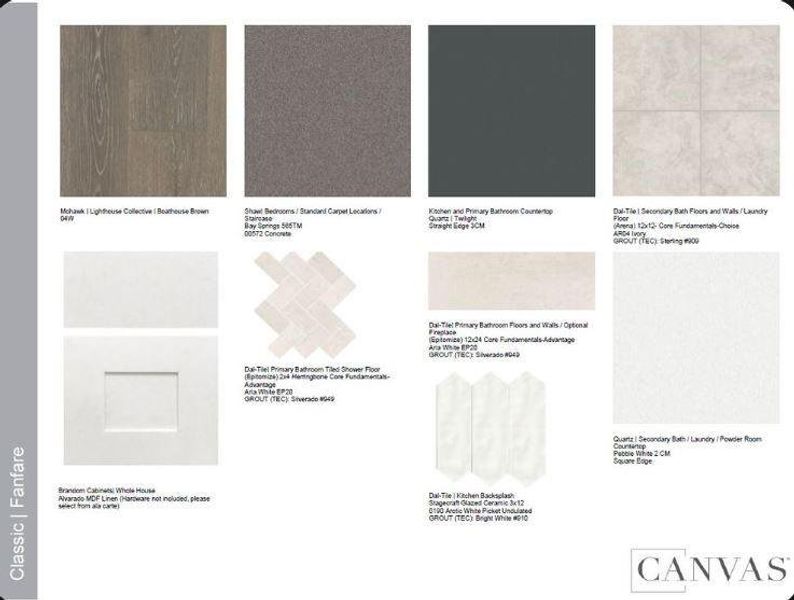 Design Selections.  Home is under construction and selections are subject to change.