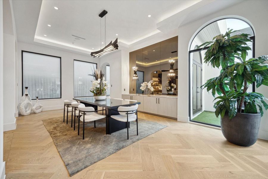 Host a private seated dinner with built-in buffet in your formal dining room