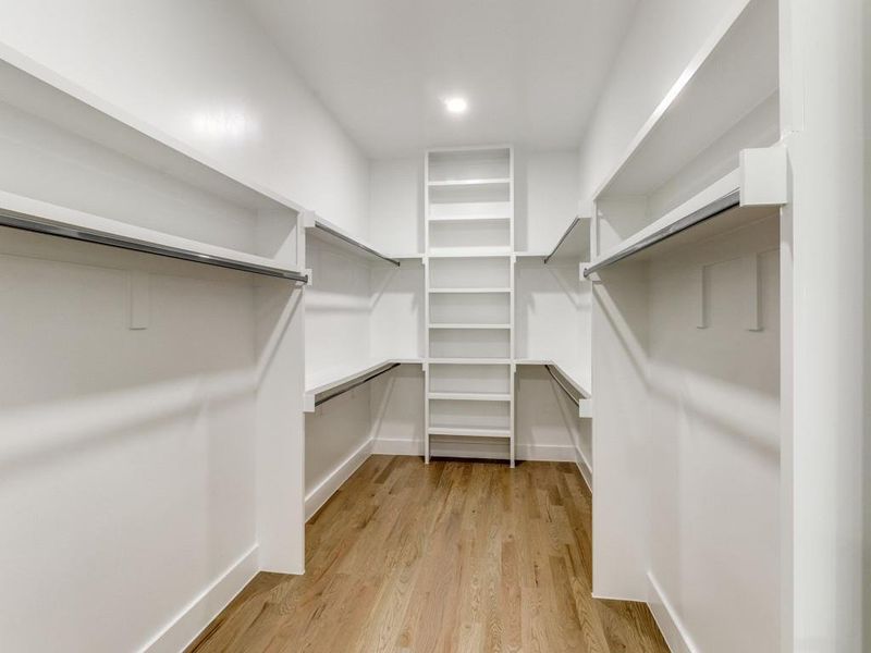 Spacious closet with light wood-type flooring