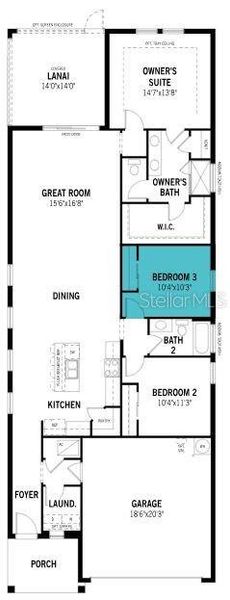2D floor plan layout of this home in Sunstone at Wellen Park, Venice, FL (Image 5).