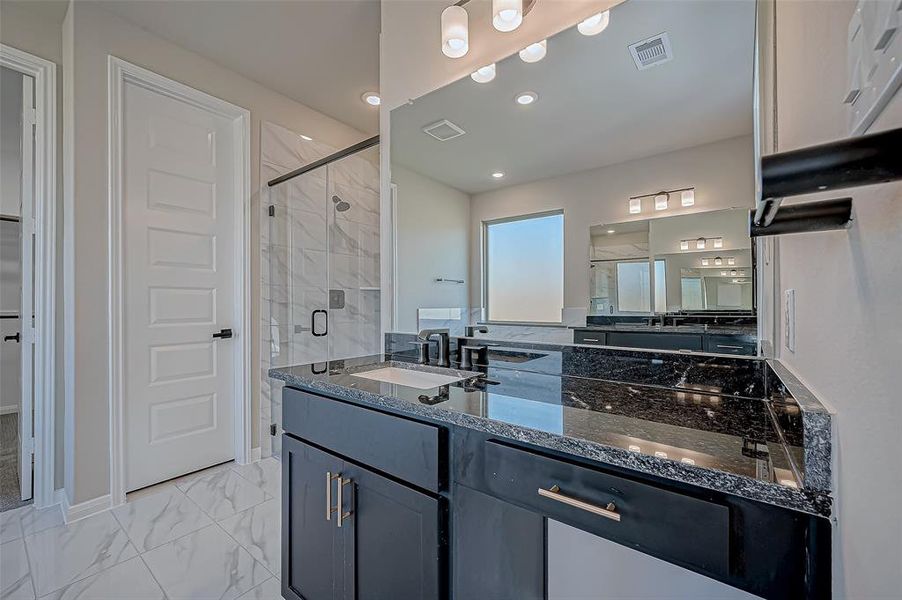 Luxury bathrooms with dual vanities.