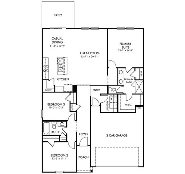 2D floor plan layout of this home in Collier Ridge, Moore, SC (Image 2).