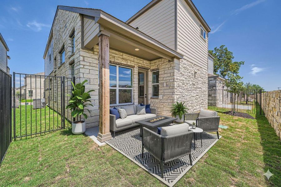 Exterior details and patio area of a home in Chester Ranch Place, Round Rock (Image 3).