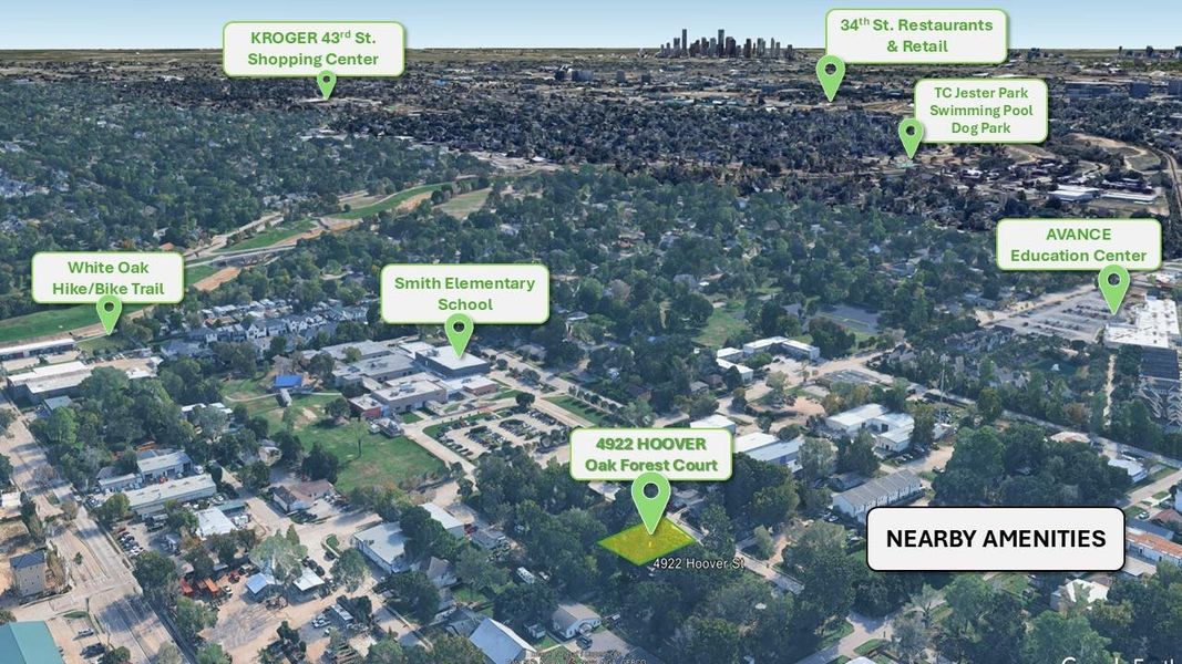 Nearby amenities include neighborhood schools, White Oak Hike/Bike trail and TC Jester park. Kroger and the 34th Street restaurants a quick 5-8 minute drive. Nearby amenities include neighborhood schools, White Oak Hike/Bike trail and TC Jester park. Kroger and the 34th Street restaurants a quick 5-8 minute drive.