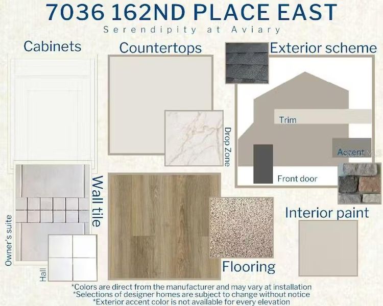 Sample of building materials used in homes in Aviary at Rutland Ranch, Parrish (Image 3).