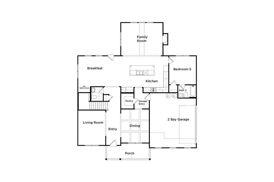 2D floor plan layout for the Stonefield by DRB Homes in Northcroft, Loganville, GA (Image 5).