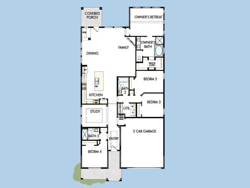 2D floor plan layout for the The Rose by David Weekley Homes in Mustang Lakes, Celina, TX (Image 3). 2D floor plan layout for the The Rose by David Weekley Homes in Mustang Lakes, Celina, TX (Image 3).