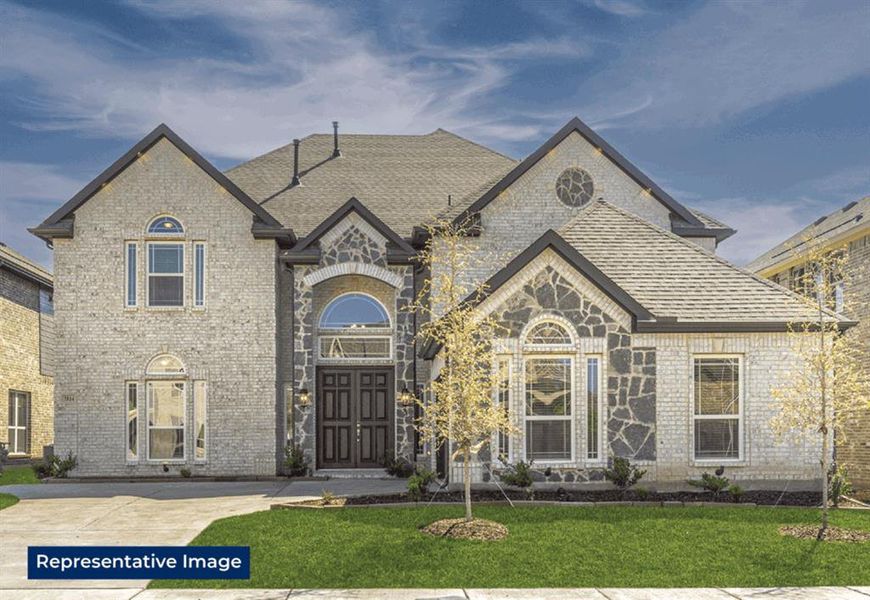Front exterior of a new home in Shady Valley Estates, Midlothian, TX, highlighting curb appeal (Image 1). Front exterior of a new home in Shady Valley Estates, Midlothian, TX, highlighting curb appeal (Image 1).