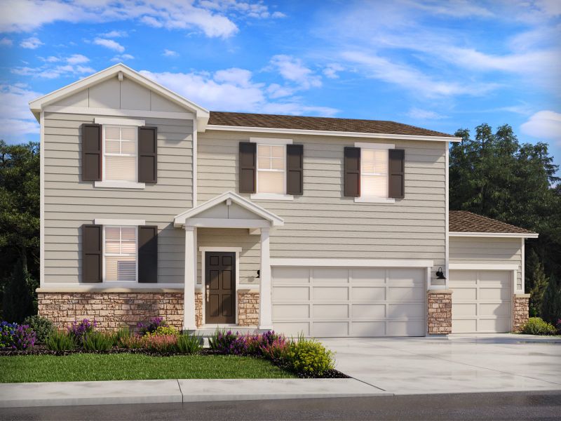 Representative exterior photo of a completed home built from the The Chatfield by Meritage Homes in Paint Brush Hills, Peyton, CO (Image 2).