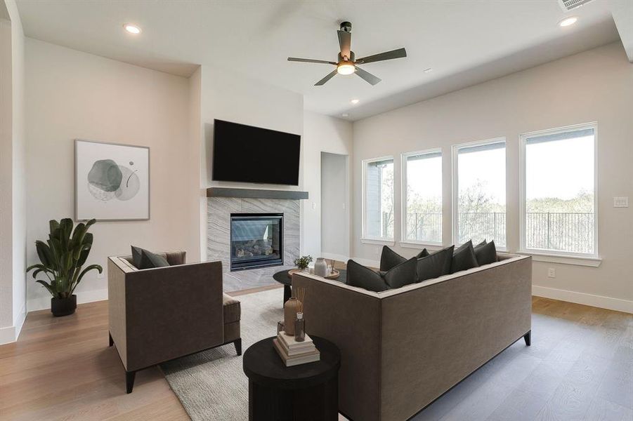 Furnished interior view inside a new home in Pecan Grove, Burleson (Image 5). Furnished interior view inside a new home in Pecan Grove, Burleson (Image 5).