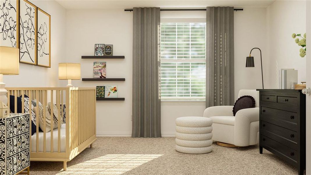 Sitting room with carpet flooring and a healthy amount of sunlight