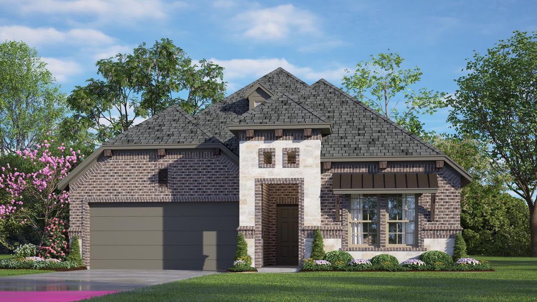 Elevation C with Stone | Concept 1841 at Coyote Crossing in Godley, TX by Landsea Homes