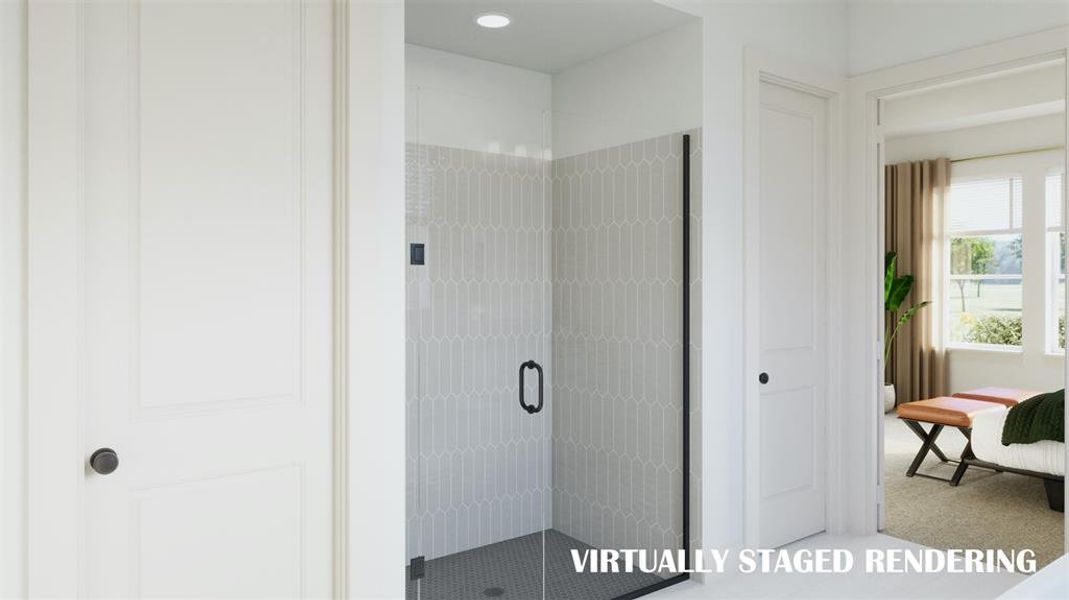 Your new owner's bath features a spacious walk in shower.  VIRTUALLY STAGED RENDERING