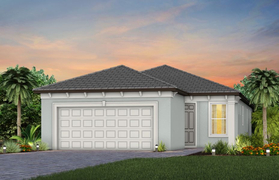 Representative exterior photo of a completed home built from the Contour by Del Webb in Del Webb Explore North River Ranch, Parrish, FL (Image 18). Representative exterior photo of a completed home built from the Contour by Del Webb in Del Webb Explore North River Ranch, Parrish, FL (Image 18).