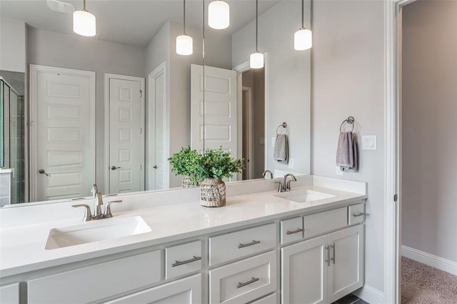 Bathroom with dual vanity