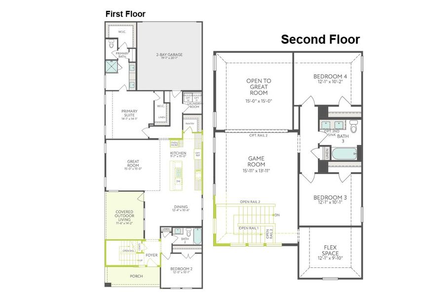 2D floor plan layout of this home in Painted Tree, McKinney, TX (Image 5).