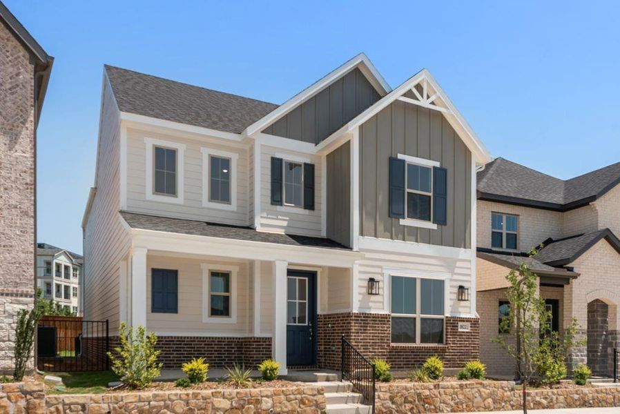 Front exterior of a new home in Bayside, Rowlett, TX, highlighting curb appeal (Image 22).