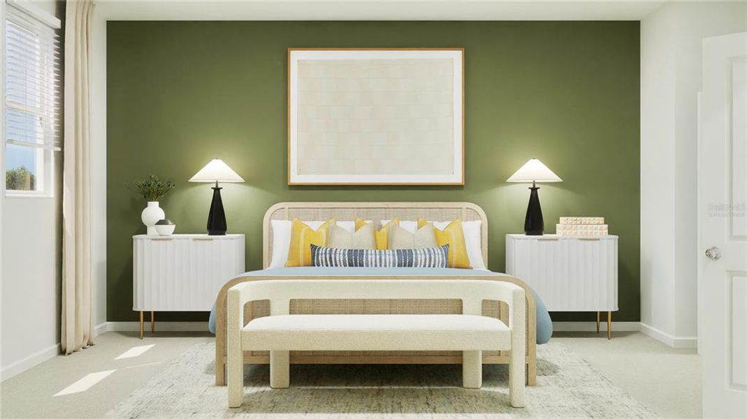 Virtually staged. Main bedroom suite Virtually staged. Main bedroom suite