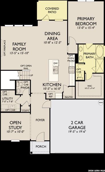 2D floor plan layout of this home in The Wilder, San Antonio, TX (Image 3).
