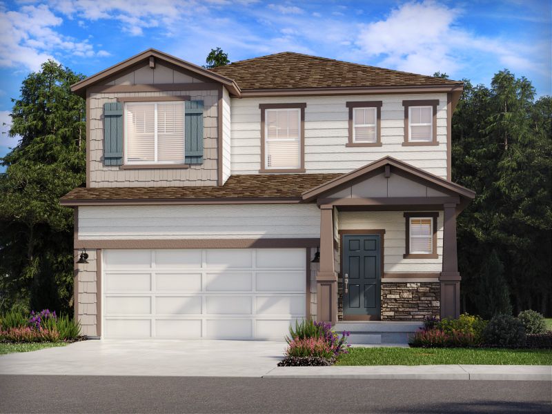 Representative exterior photo of a completed home built from the The Cottonwood by Meritage Homes in Lorson Ranch: The Trail Collection, Colorado Springs, CO (Image 10).