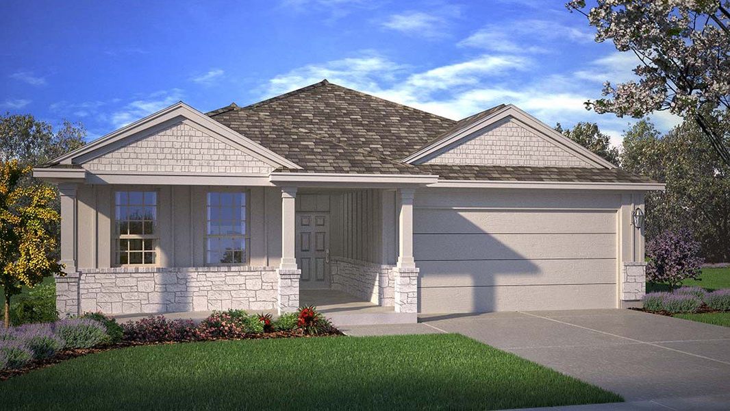 Front exterior of a new home in Homestead at Parks Bell Ranch, Odessa, TX, highlighting curb appeal (Image 17).