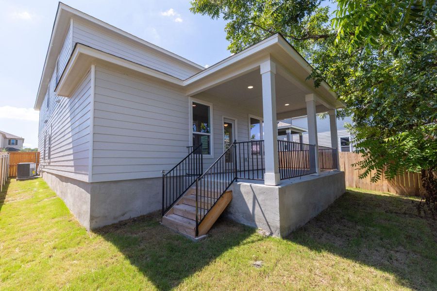 Exterior details and patio area of a home in Sonterra - Cool Water, Jarrell (Image 22).