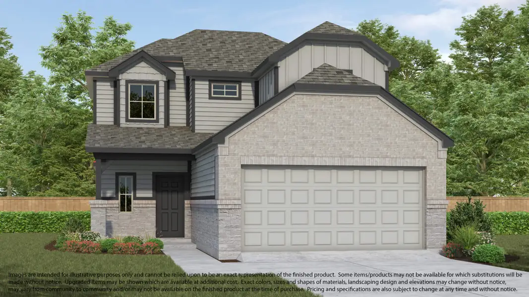 Representative exterior photo of a completed home built from the Plan 140 by Long Lake Ltd. in Huntington Place, Rosharon, TX (Image 9).