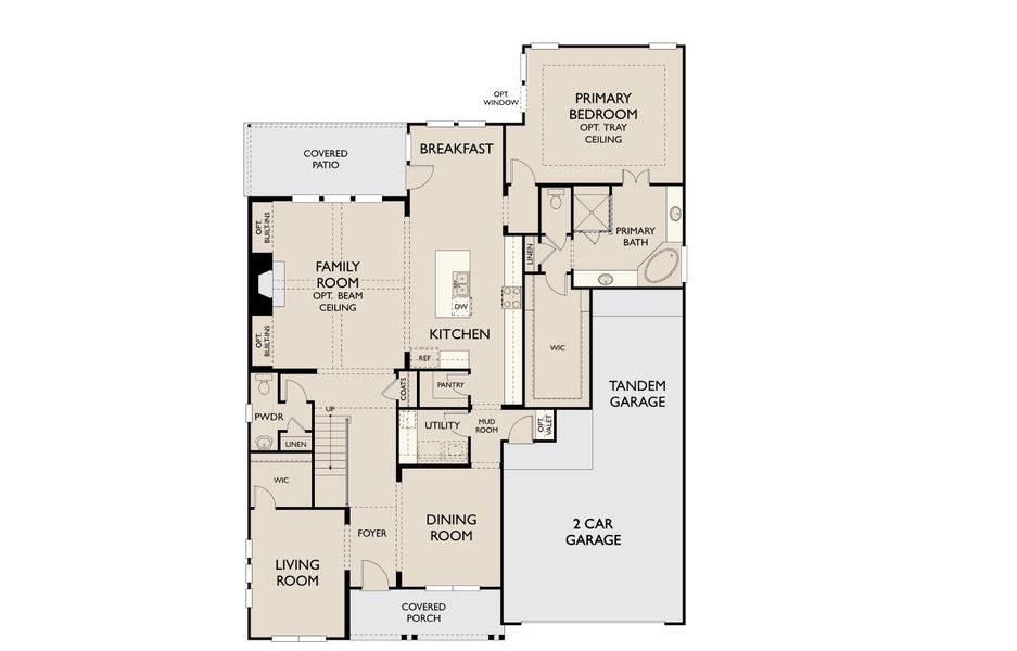 2D floor plan layout for the Hathaway by Ashton Woods in Sunterra Lakes, Brookshire, TX (Image 5).