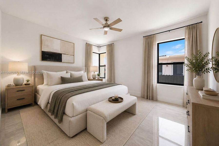 Furnished interior view inside a new home in , Miami Beach (Image 9). Furnished interior view inside a new home in , Miami Beach (Image 9).