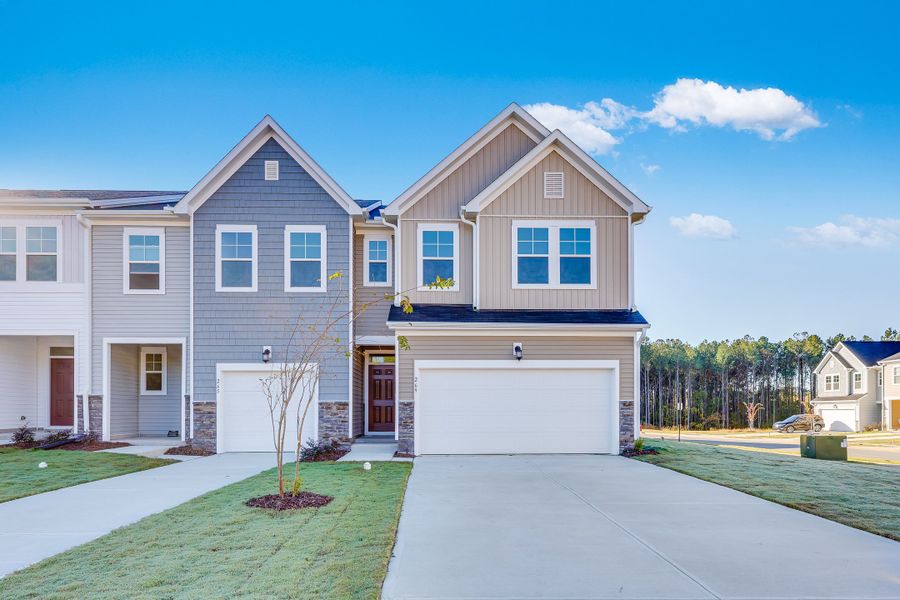 Front exterior of a new home in Finley Landing: Designer Collection, Smithfield, NC, highlighting curb appeal (Image 1).