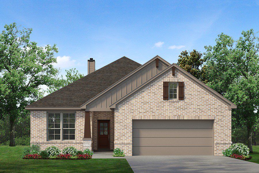 Front exterior of a new home in Liberty Pointe, Gainesville, TX, highlighting curb appeal (Image 1). Front exterior of a new home in Liberty Pointe, Gainesville, TX, highlighting curb appeal (Image 1).