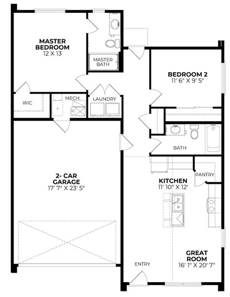 2D floor plan layout of this home in Liberty Draw, Evans, CO (Image 3).