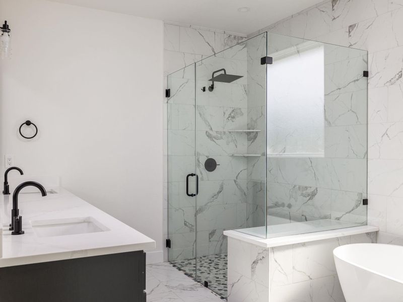 Primary Bathroom with walk in shower and separate bathtub Primary Bathroom with walk in shower and separate bathtub