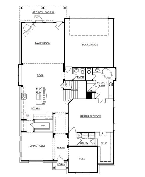 2D floor plan layout for the Concept 3106 by Risewell Homes in Redden Farms, Midlothian, TX (Image 3).