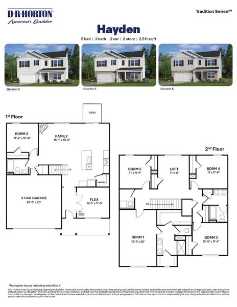 2D floor plan layout for the Hayden by D.R. Horton in Galvins Ridge, Sanford, NC (Image 3). 2D floor plan layout for the Hayden by D.R. Horton in Galvins Ridge, Sanford, NC (Image 3).