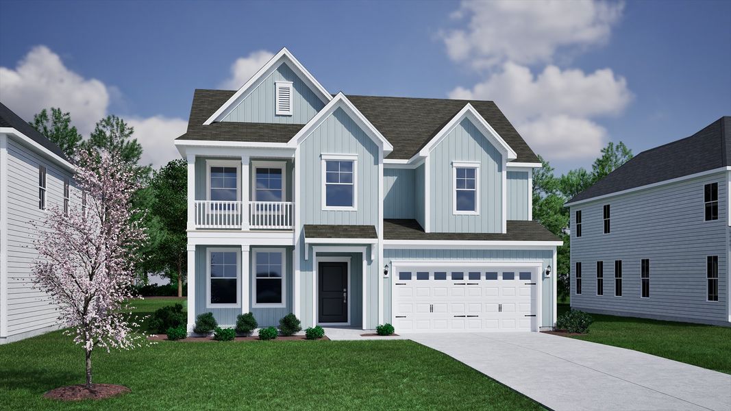 Representative exterior photo of a completed home built from the Roanoke - Vanguard Collection by Mungo Homes in Hanes Lake, Winston-Salem, NC (Image 10).