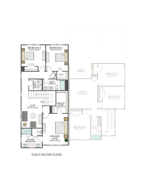 2D floor plan layout for the Tribeca by Tri Pointe Homes in Park Central, Georgetown, TX (Image 6).