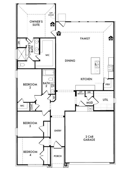 2D floor plan layout for the Austin by Impression Homes in Terra Vella, Haslet, TX (Image 3).
