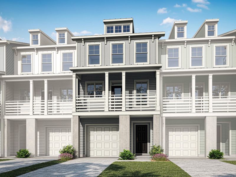 Front exterior of a new home in New Riverside Village, Bluffton, SC, highlighting curb appeal (Image 1). Front exterior of a new home in New Riverside Village, Bluffton, SC, highlighting curb appeal (Image 1).