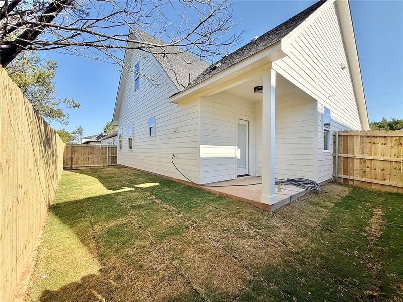 Fully fenced backyard Fully fenced backyard