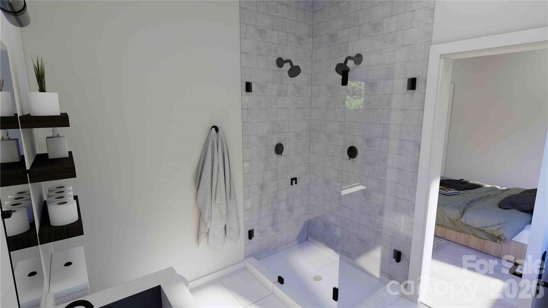 Main level bathroom rendering