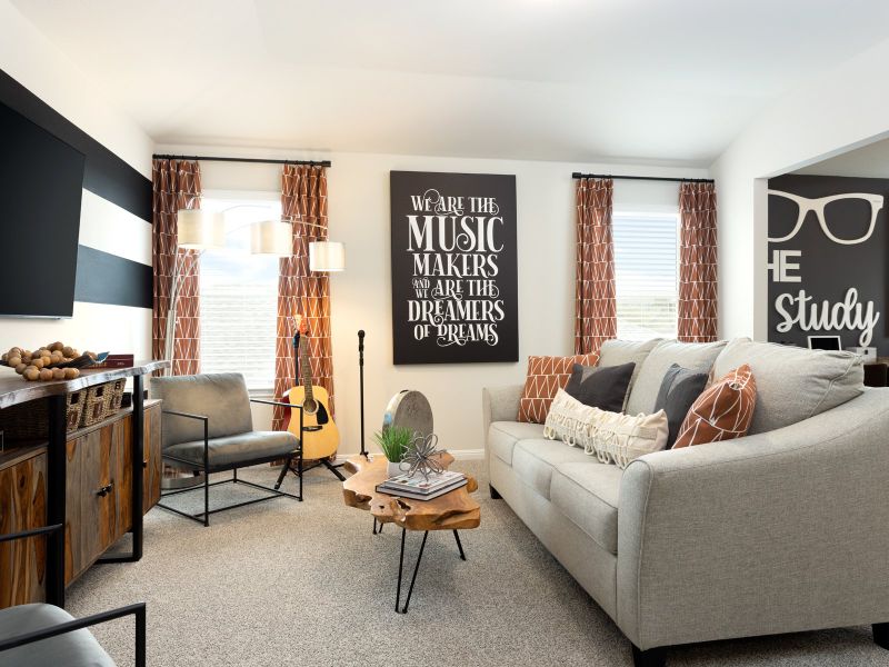 Furnished interior view inside a new home in Riverbend at Double Eagle - Reserve Collection, Cedar Creek (Image 9).