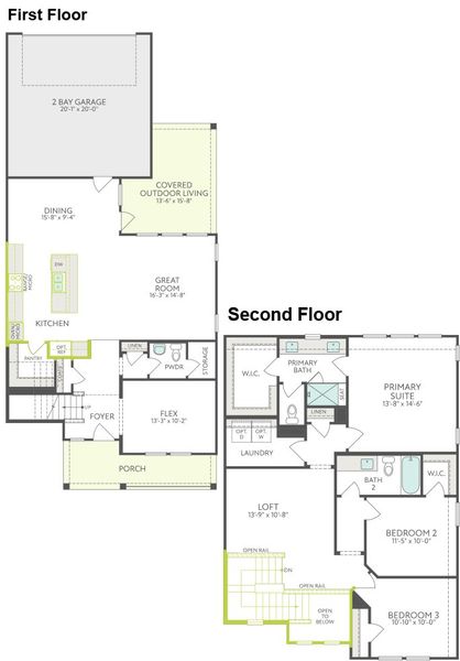2D floor plan layout of this home in Terrace Collection at Harvest, Argyle, TX (Image 2). 2D floor plan layout of this home in Terrace Collection at Harvest, Argyle, TX (Image 2).
