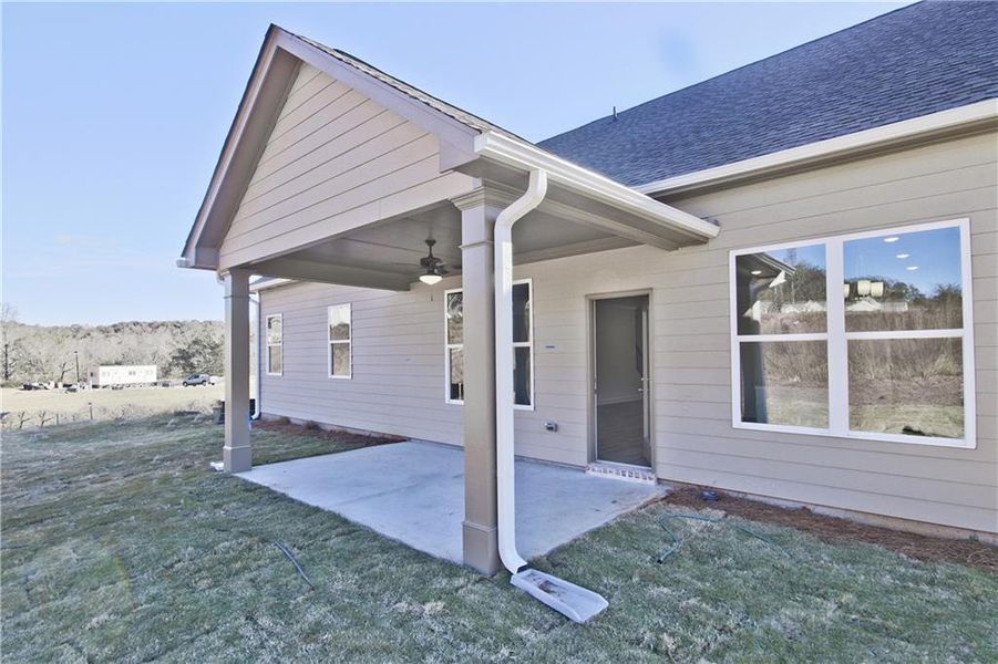 Exterior details and patio area of a home in Clark Farms, Flowery Branch (Image 4).