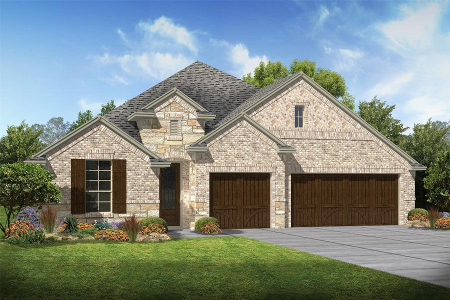 Stunning Margaret design by K. Hovnanian Homes in elevation D built in Tejas Landing. (*Artist rendering used for illustration purposes only.)