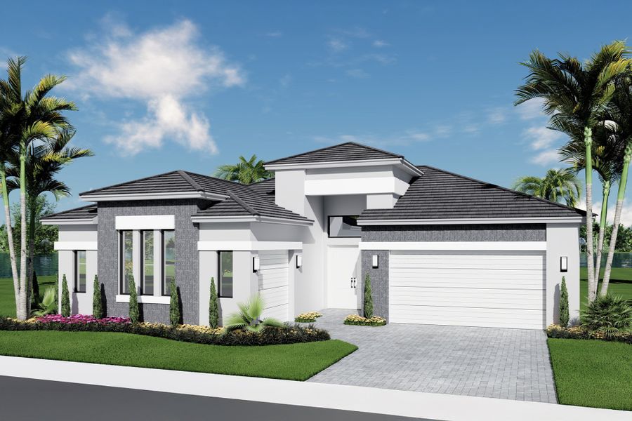 Representative exterior photo of a completed home built from the Addison by GL Homes in Valencia Del Mar (55+), Boynton Beach, FL (Image 2).