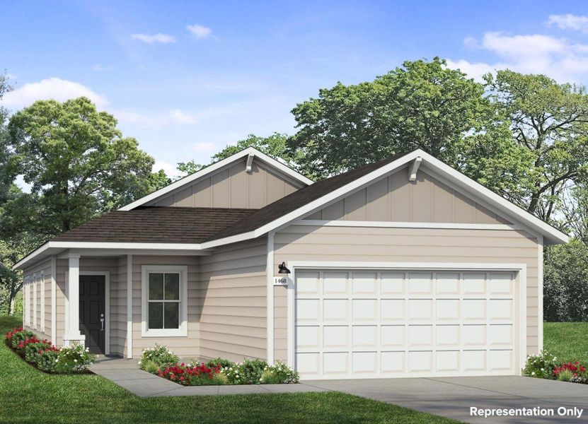 Front exterior of a new home in Cloverleaf, Austin, TX, highlighting curb appeal (Image 20).