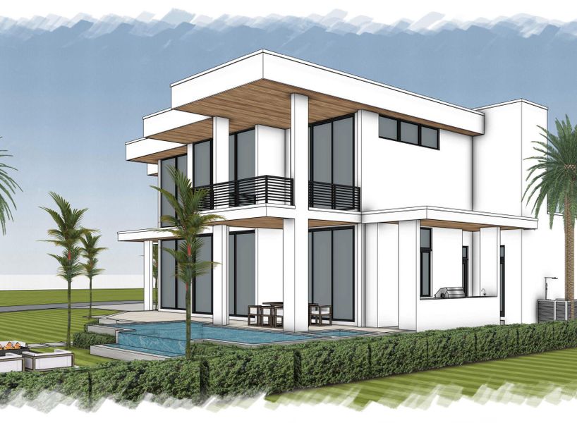 Exterior rendering of this home design in , Lantana, FL (Image 7).