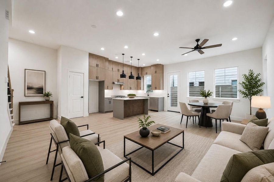 First floor kitchen and living offering practicality and great for entertaining guests. First floor kitchen and living offering practicality and great for entertaining guests.
